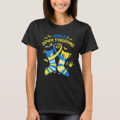 Blue Yellow Sock 21 Awareness Day Ribbon World Dow T-shirt (Voorkant)
