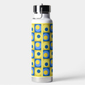 Blue Yellow Square Dot Geometric Design Hot-Cold Waterfles (Rechts)