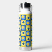 Blue Yellow Square Dot Geometric Design Hot-Cold Waterfles (Voorkant)