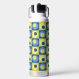 Blue Yellow Square Dot Geometric Design Hot-Cold Waterfles