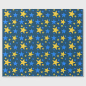 Blue & Yellow Star Pattern Gift Wrapping Paper Cadeaupapier (Vlak)