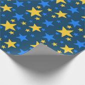 Blue & Yellow Star Pattern Gift Wrapping Paper Cadeaupapier (Hoek)