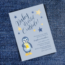 Blue Yellow Star Penguin Baby shower