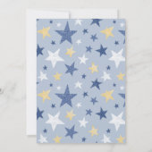 Blue Yellow Star Penguin Baby shower Kaart (Achterkant)
