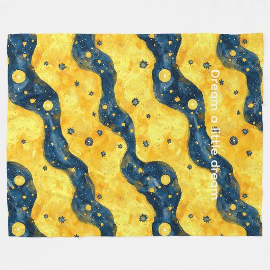 Blue Yellow Starry Sky Fleece Deken (Voorkant (Horizontaal))