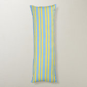 Blue Yellow Stripes Seamless Pattern Lichaamskussen (Achterkant (Verticaal))