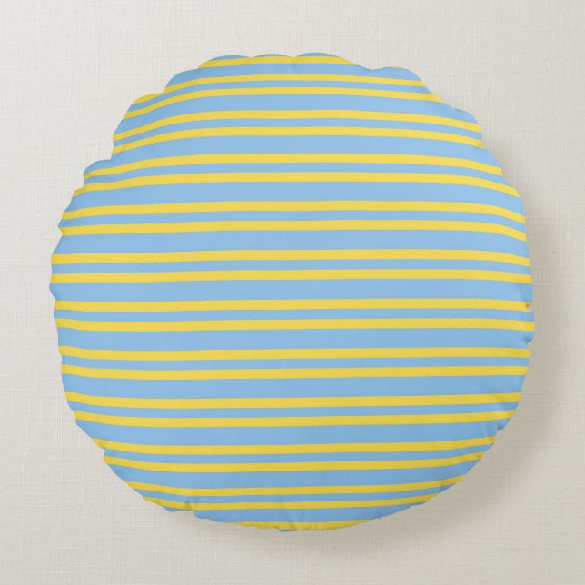 Blue Yellow Stripes Seamless Pattern Rond Kussen (Voorkant)