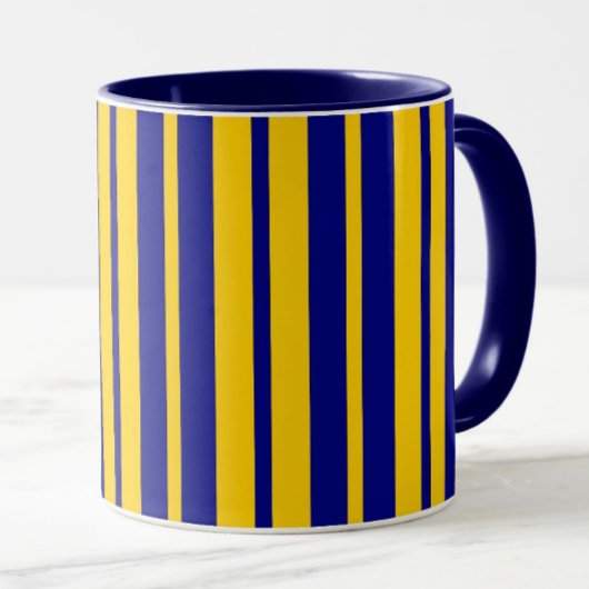 Blue Yellow Stylish Stripes Pattern Design Mok