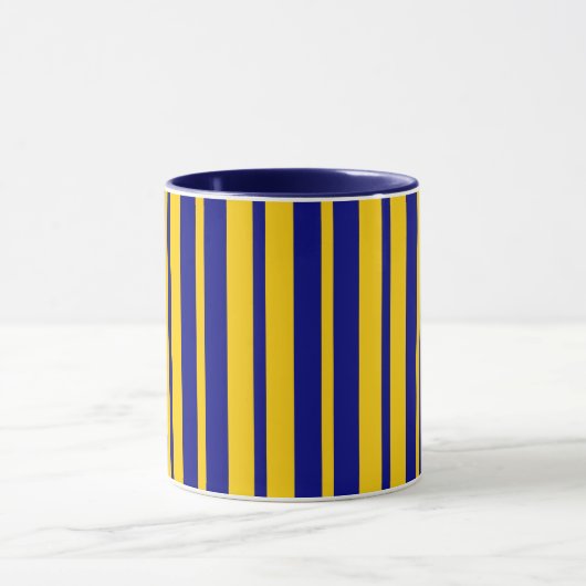 Blue Yellow Stylish Stripes Pattern Design  Mok (Midden)