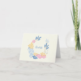 Blue Yellow Summer Flower Wreated Personalized Bedankkaart
