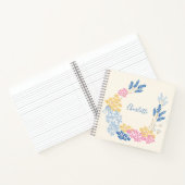 Blue Yellow Summer Flower Wreated Personalized Notitieboek (Binnen)