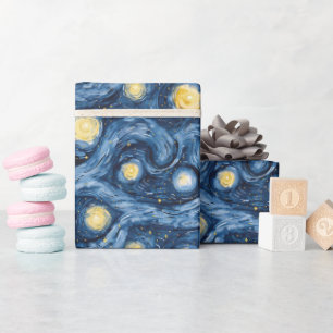 Blue Yellow Sun Moon Stars Baby shower Cadeaupapier