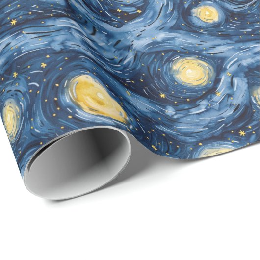 Blue Yellow Sun Moon Stars Baby shower Cadeaupapier (Rol Hoek)