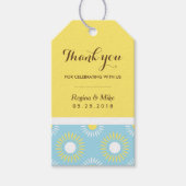 Blue Yellow Sunflower Pattern Gift Label for Weddi Cadeaulabel (Voorkant)