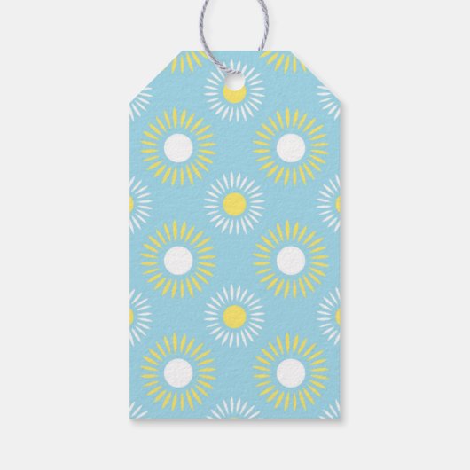 Blue Yellow Sunflower Pattern Gift Label for Weddi Cadeaulabel (Achterkant)