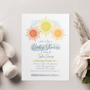 Blue & Yellow Sunshine Baby shower uitnodiging