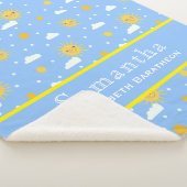 Blue & Yellow Sunshine Sky Persoonlijke naam Sherpa Deken (3/4)