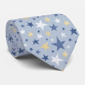 Blue Yellow Textured Stars Stropdas (Opgerold)