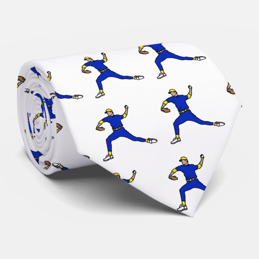 Blue Yellow Throwing Player Stropdas (Opgerold)