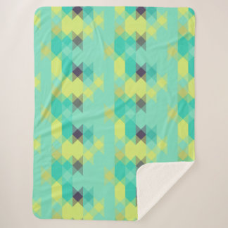 blue yellow turquoise yellow and aqua  sherpa deken