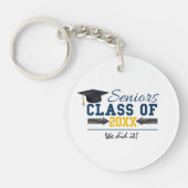 Blue Yellow Typography Afstuderen Gear Sleutelhanger (Voorkant)