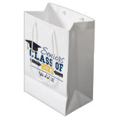 Blue Yellow Typography Afstuderen Gift Bag Medium Cadeauzakje (Voorkant Gekanteld)