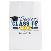 Blue Yellow Typography Afstuderen Gift Bag Medium Cadeauzakje (Achterkant)
