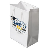 Blue Yellow Typography Afstuderen Gift Bag Medium Cadeauzakje (Achterkant Gekanteld)