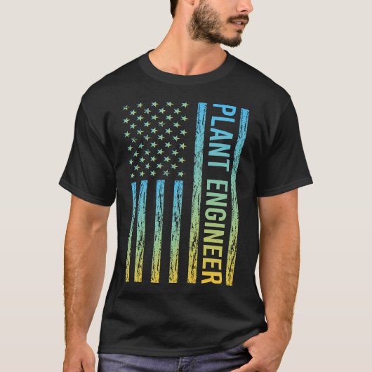 Blue Yellow USA Flag - Plant Engineer T-shirt (Voorkant)