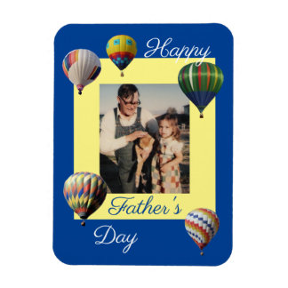 Blue Yellow Vaderdag Hot Air ballons Foto Magneet