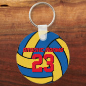 Blue Yellow Volleyball Sportteam Sleutelhanger (Voorkant)