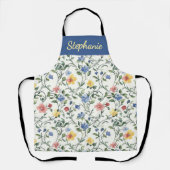 Blue Yellow Watercolor Wildflower Custom Name Schort (Voorkant)