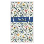 Blue Yellow Watercolor Wildflower Monogram Name Klein Cadeauzakje (Voorkant)
