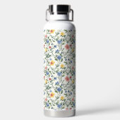 Blue Yellow Watercolor Wildflower  Waterfles (Achterkant)