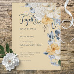 Blue Yellow & White Floral Wedding Invitation Kaart<br><div class="desc">Introductie van onze dromerige trouwuitnodiging, waar romance centraal staat in een palet van stoffig blauw, zacht botergeel en ongerept wit. Fijne waterverf, geschilderd in deze betoverende tinten, sieren een botergele, witte of stoffige blauwe achtergrond, zodat u het perfecte canvas kunt kiezen voor uw unieke liefdesverhaal. Bereid je voor om je...</div>