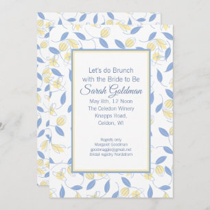 Blue Yellow White Modern Bridal Shower Kaart