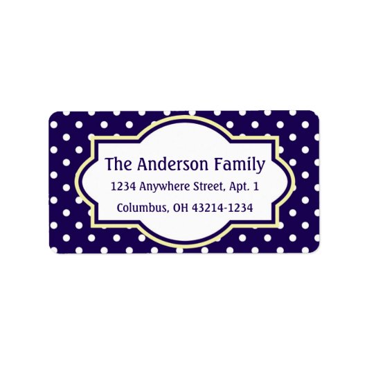 Blue Yellow & White Polka Dot Return Address Label (Voorkant)