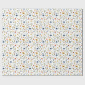 Blue Yellow Wildflower Floral Cadeaupapier (Vlak)