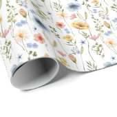 Blue Yellow Wildflower Floral Cadeaupapier (Rol Hoek)