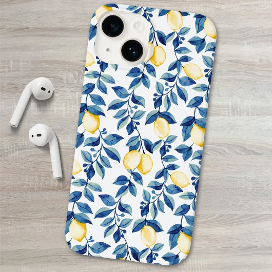 Blue Yellow Wildflower Lemon Case-Mate iPhone Case