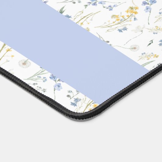 Blue Yellow Wildflower Pattern Custom Name Bureaumat (Hoek)