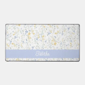 Blue Yellow Wildflower Pattern Custom Name Bureaumat (Voorkant)