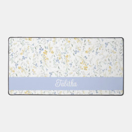 Blue Yellow Wildflower Pattern Custom Name Bureaumat