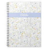 Blue Yellow Wildflower Pattern Custom Name Notitieboek (Voorkant)