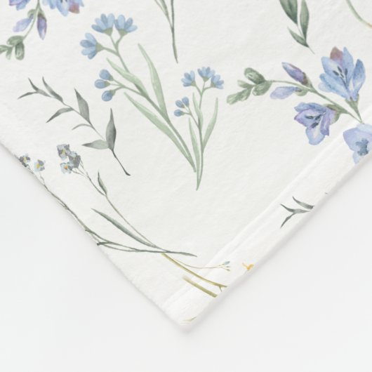 Blue Yellow Wildflower Pattern Fleece Deken (Hoek)