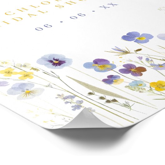Blue & Yellow Wildflowers Vrijgezellenfeest Welkom Poster (Hoek)