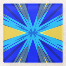 Blue Yellow Winter Kerstmis Star Starburst Glazen Onderzetter