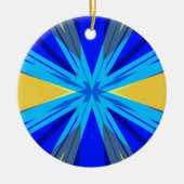 Blue Yellow Winter Kerstmis Star Starburst Keramisch Ornament (Voorkant)