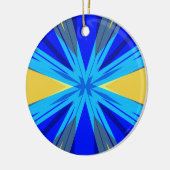 Blue Yellow Winter Kerstmis Star Starburst Keramisch Ornament (Links)
