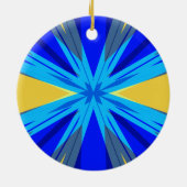 Blue Yellow Winter Kerstmis Star Starburst Keramisch Ornament (Achterkant)